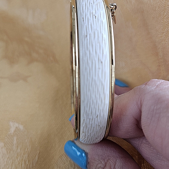 Monet Gold and White Bangle Bracelet - Picture 6 of 7